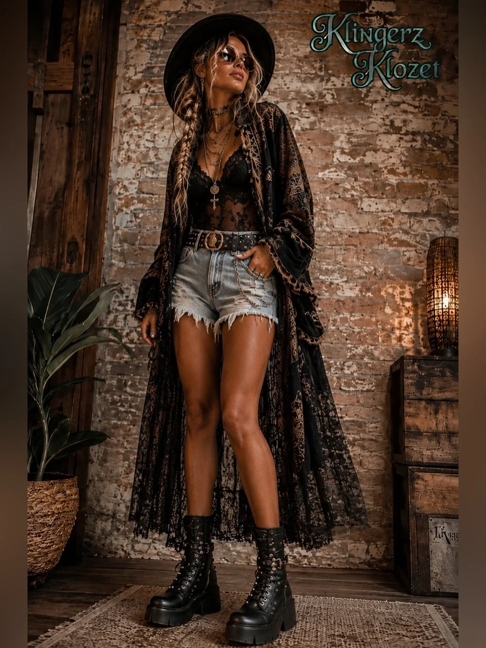 Black Studded Platform Combat Boots | Gothic Bat Buckle | Punk Grunge